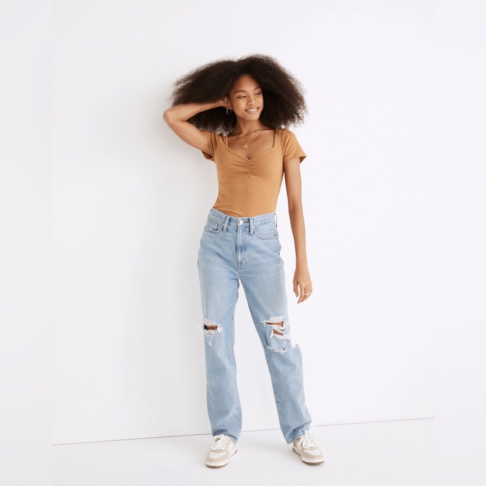 MADEWELL Baggy Straight Jeans in Earlhurst Wash: Ripped Edition